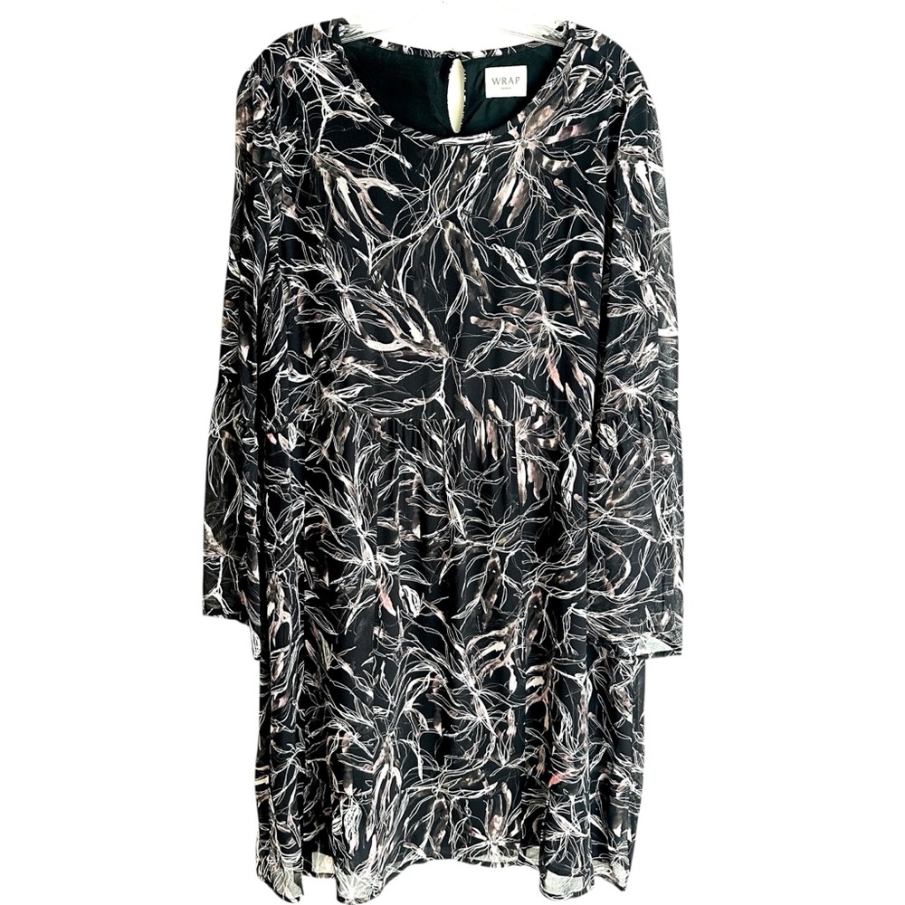 Wrap London Black White Mauve Floral Print Dress Size US 14